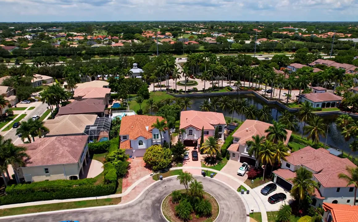 Aerial view of residential neighborhood in Palm Beach County Florida