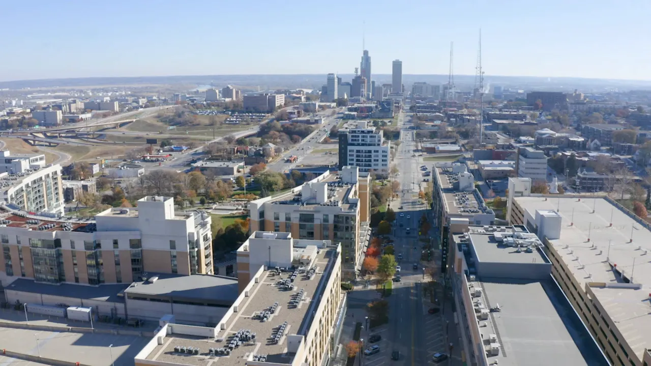 Aerial view of downtown Omaha, Nebraska