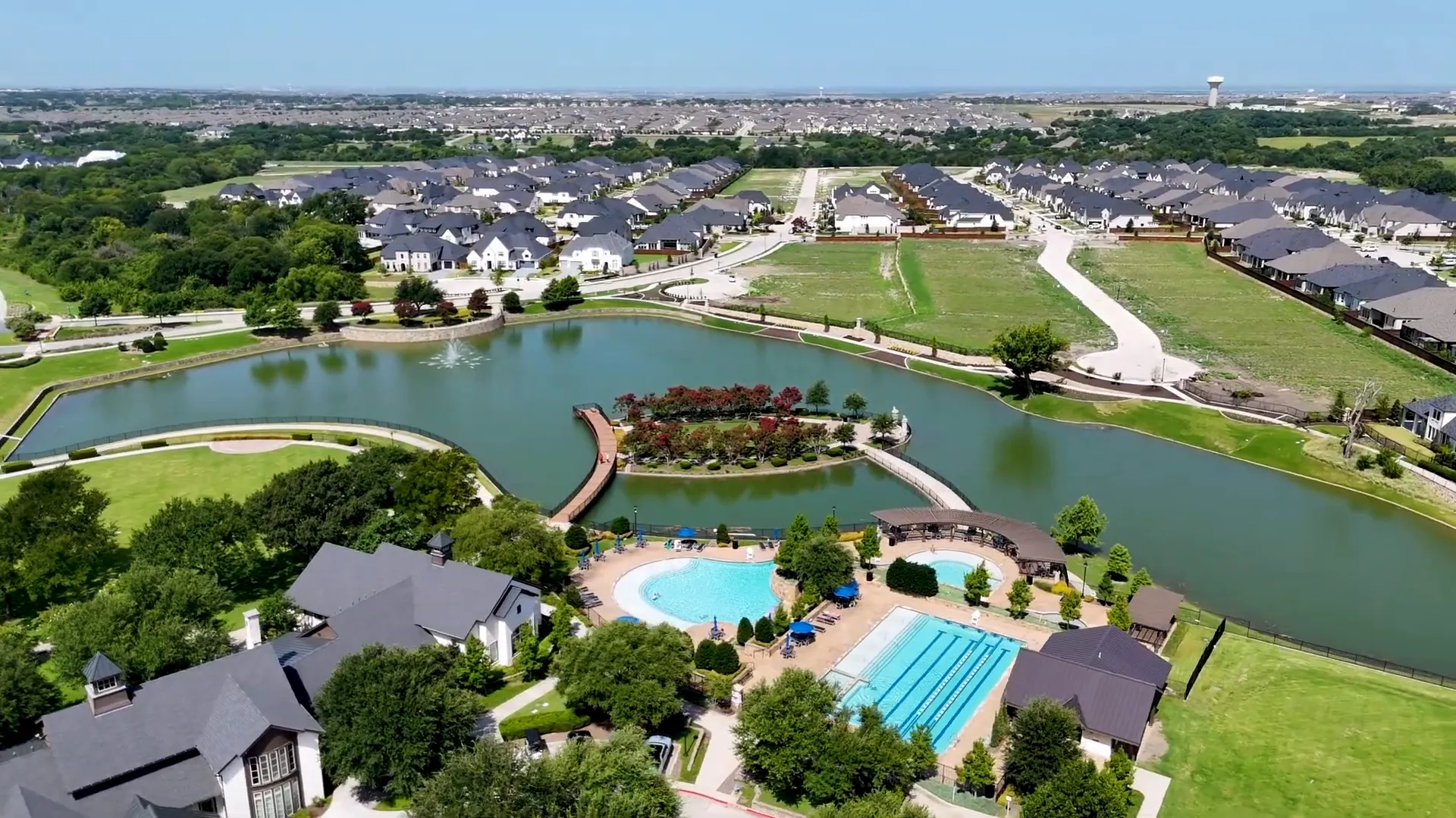 Community amenity center with fitness and pool features
