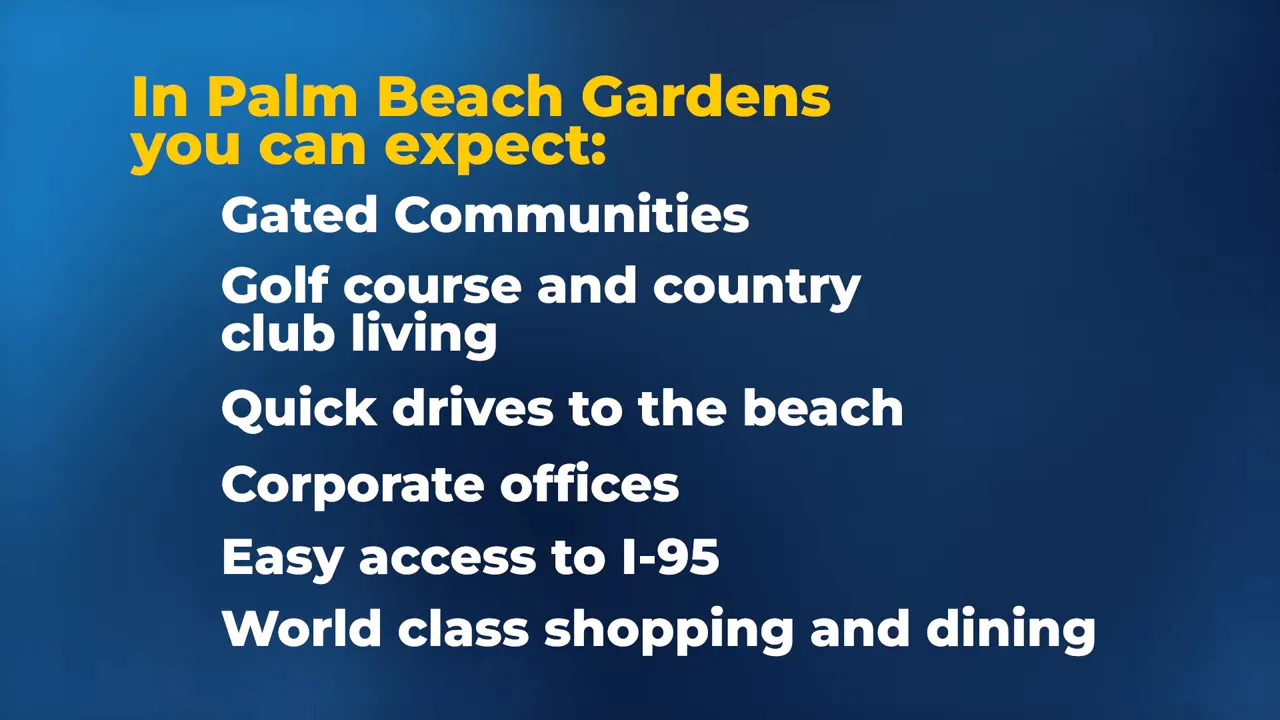 Blue slide listing gated communities golf course and country club living quick drives to the beach corporate offices easy access to I95 and world class shopping and dining