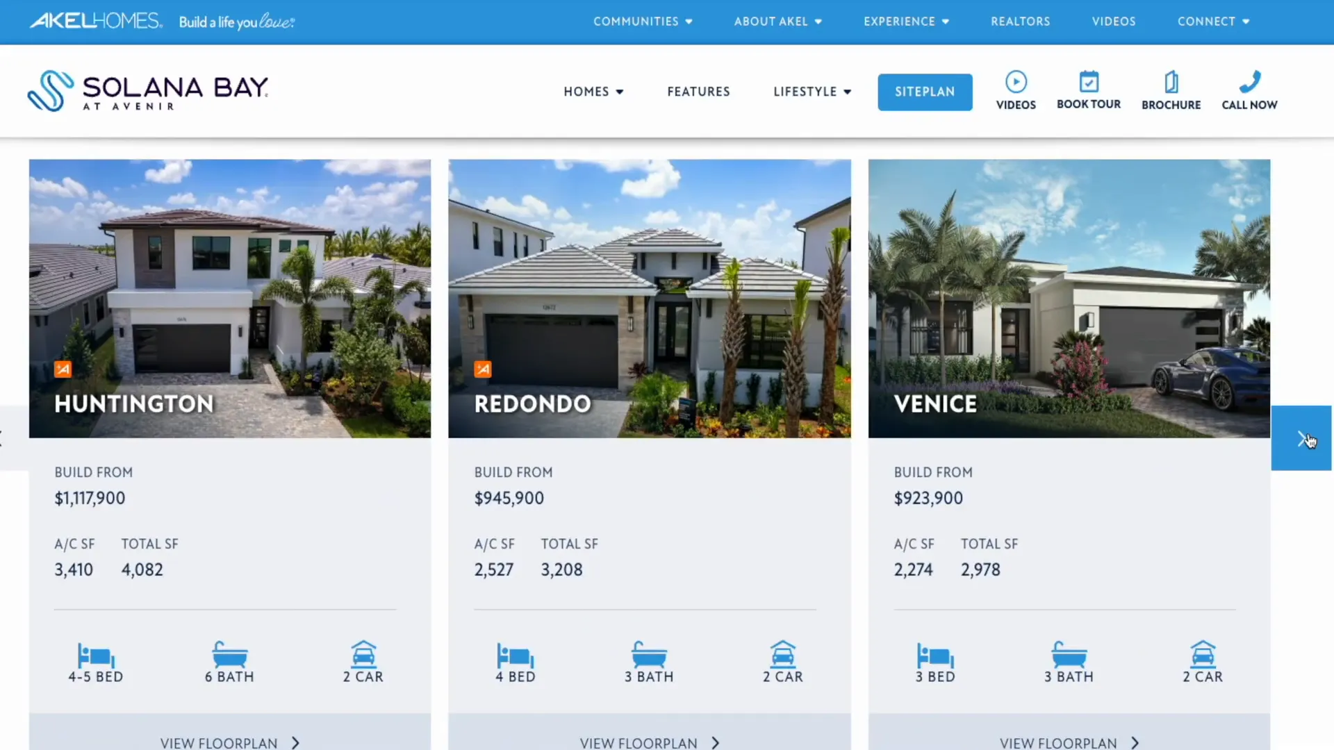 Salana Bay floor plan examples and model homes