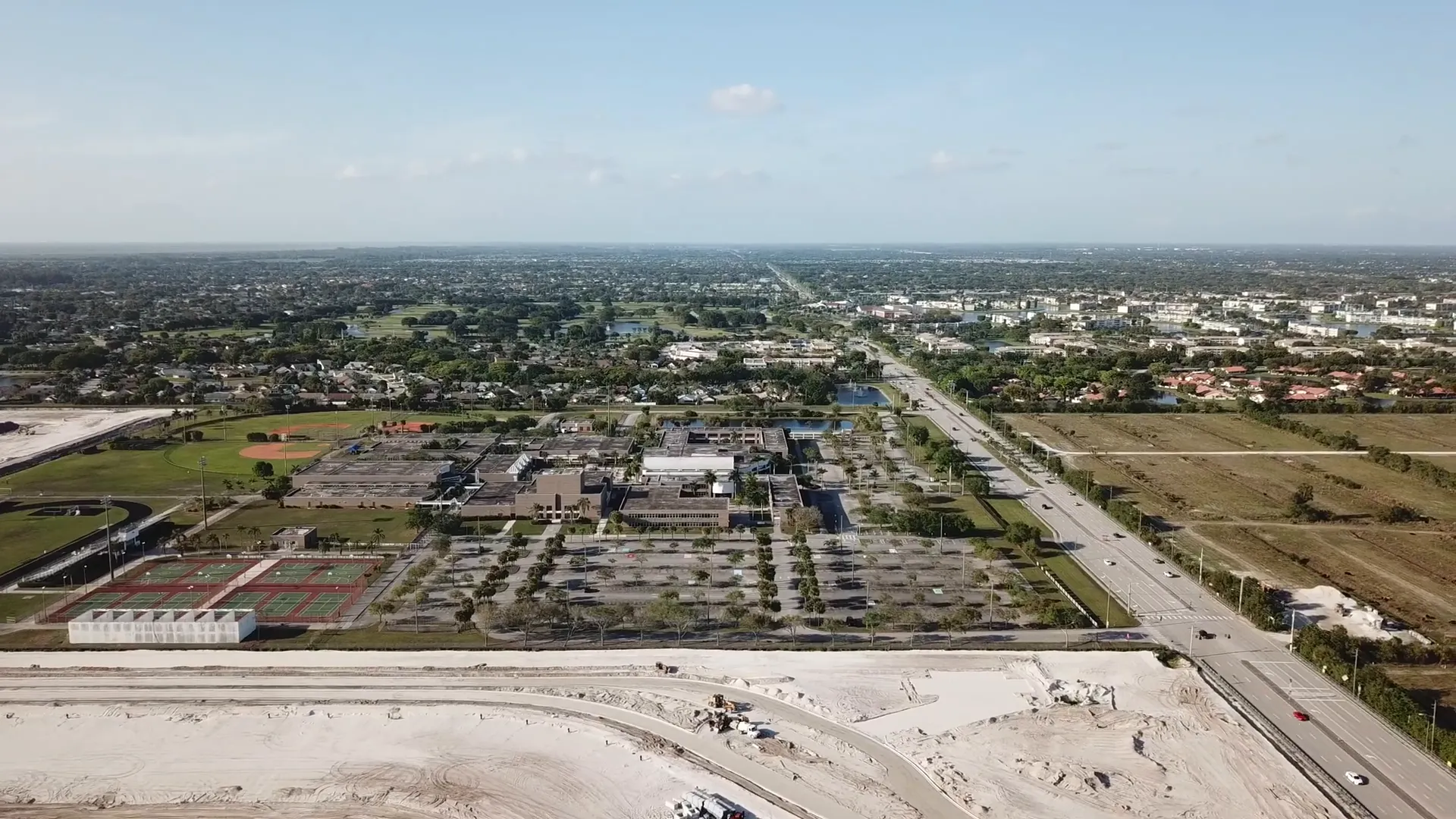 Aerial view of Lotus Edge community near Olympic Heights High School