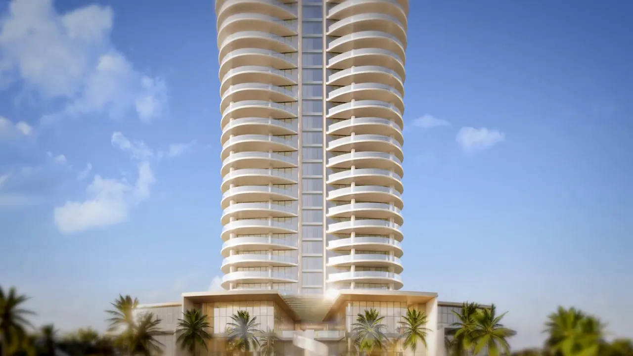 Mandarin Oriental Residences West Palm Beach tower exterior against blue sky