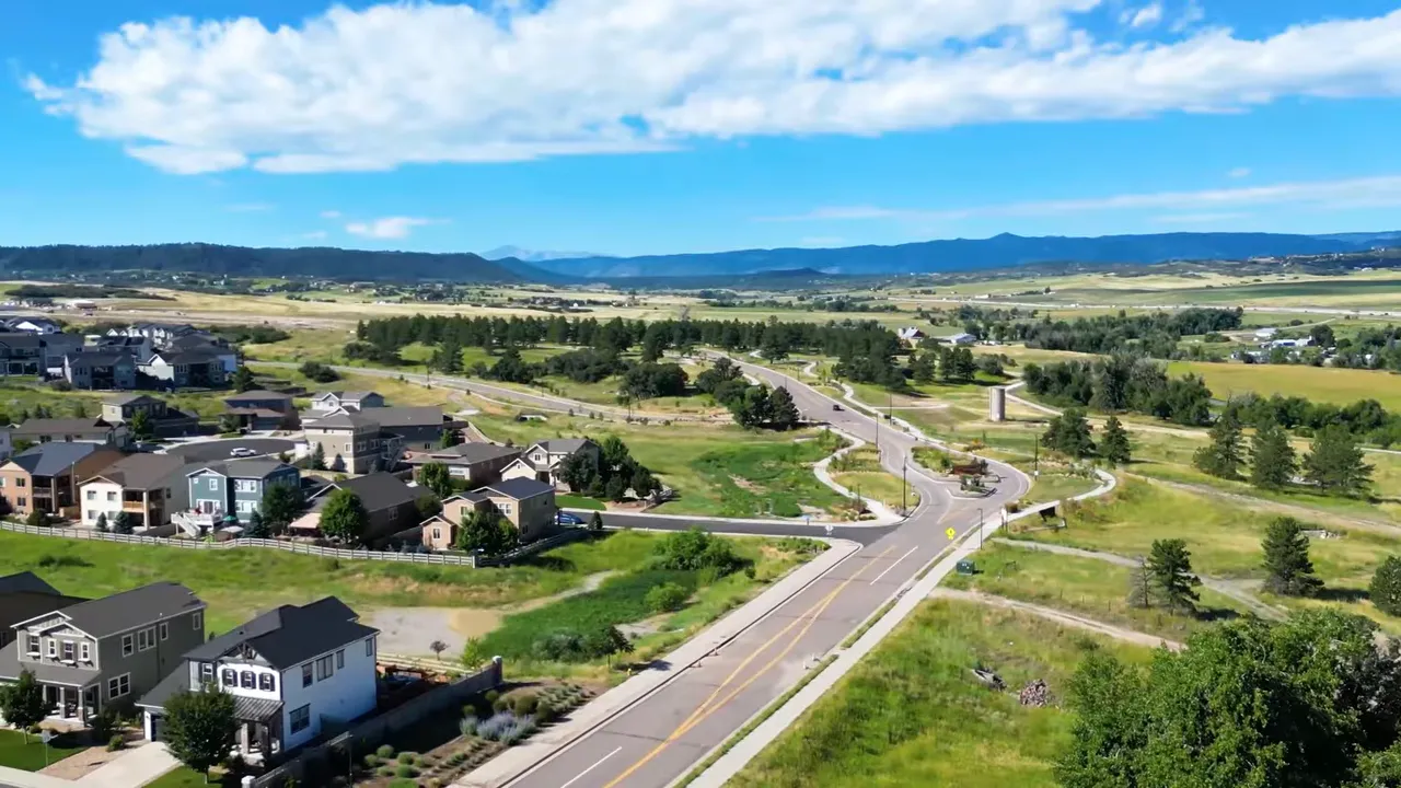 Aerial view of Denver area homes and roads