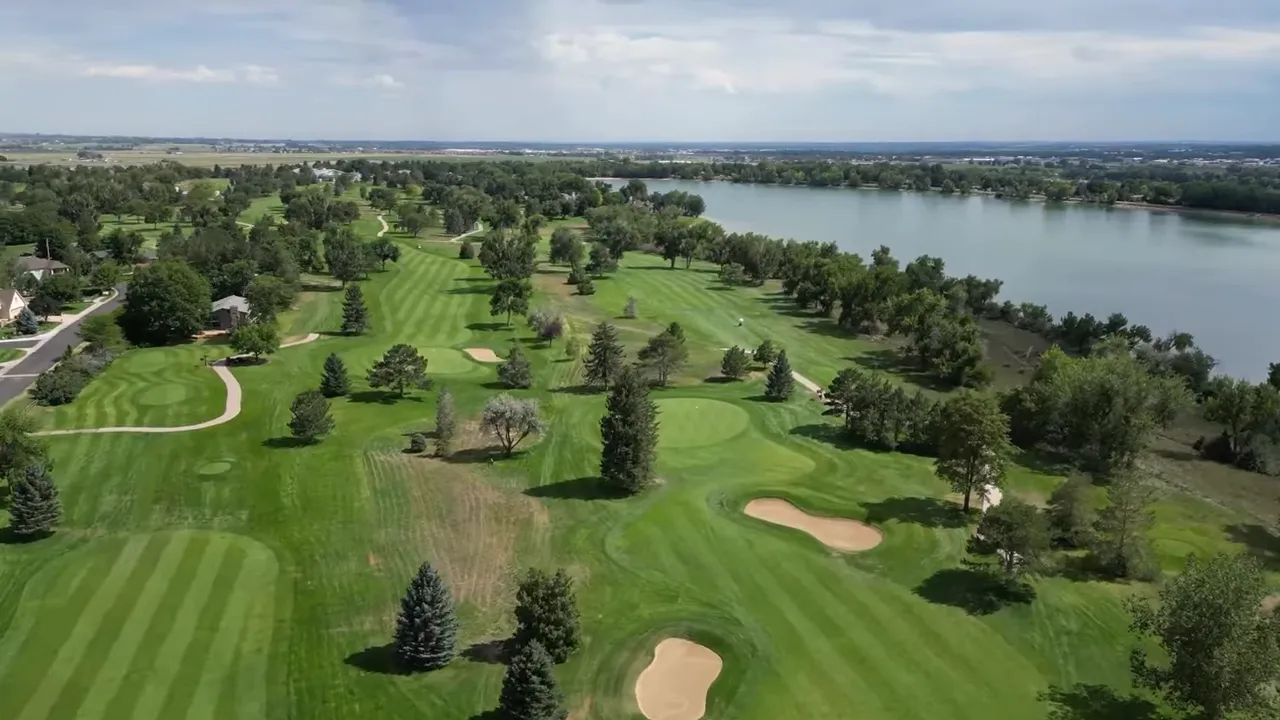 Top down aerial view of a golf course