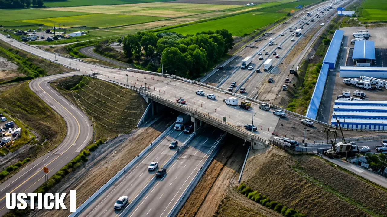 Highway congestion near an overpass in Meridian Idaho