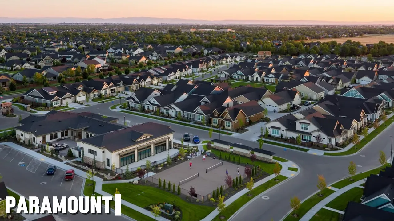 Aerial view of Paramount neighborhood in Meridian, Idaho