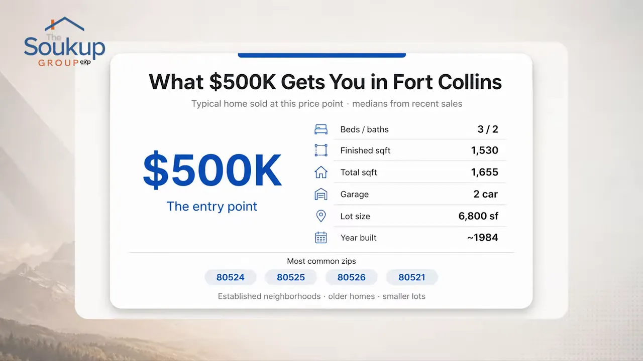 Graphic showing average features of a 500K Fort Collins home