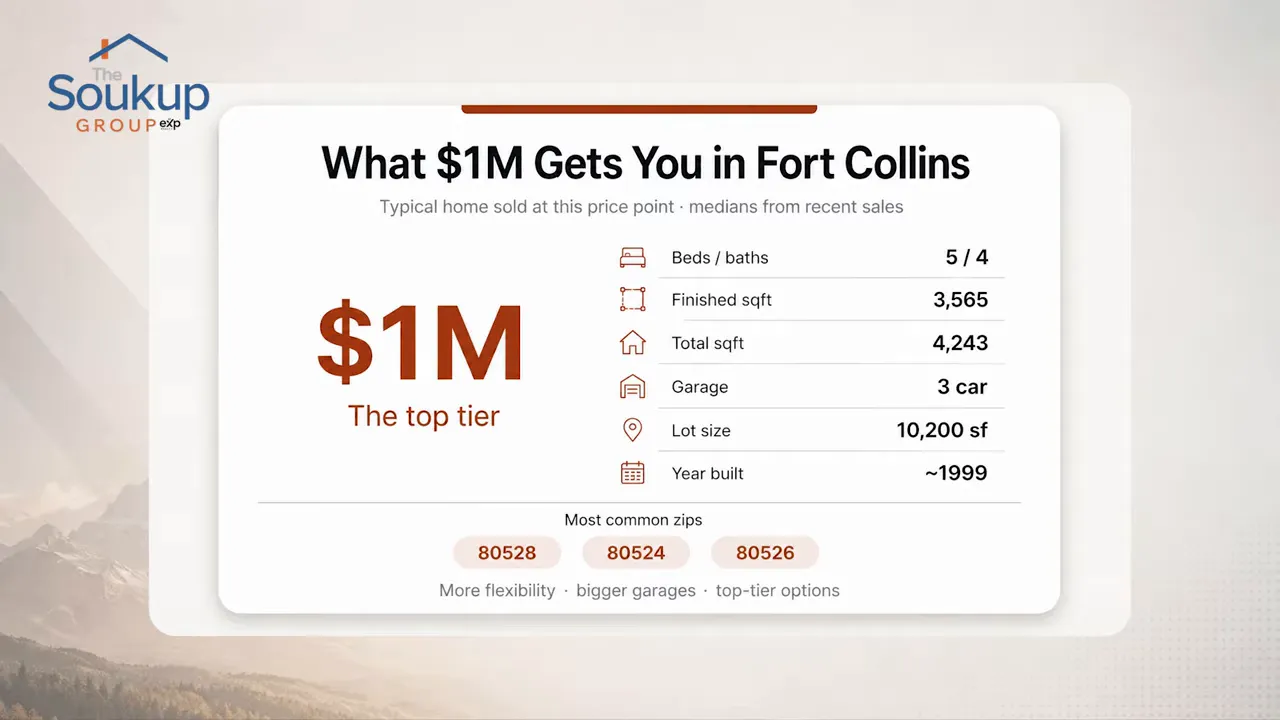 Graphic showing average features of a 1M Fort Collins home
