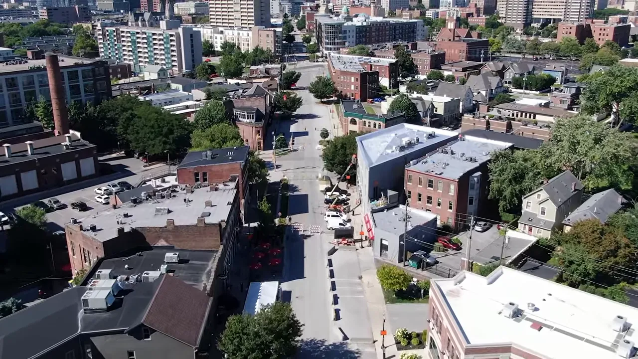Crosswalk on Massachusetts Avenue, people crossing safely
