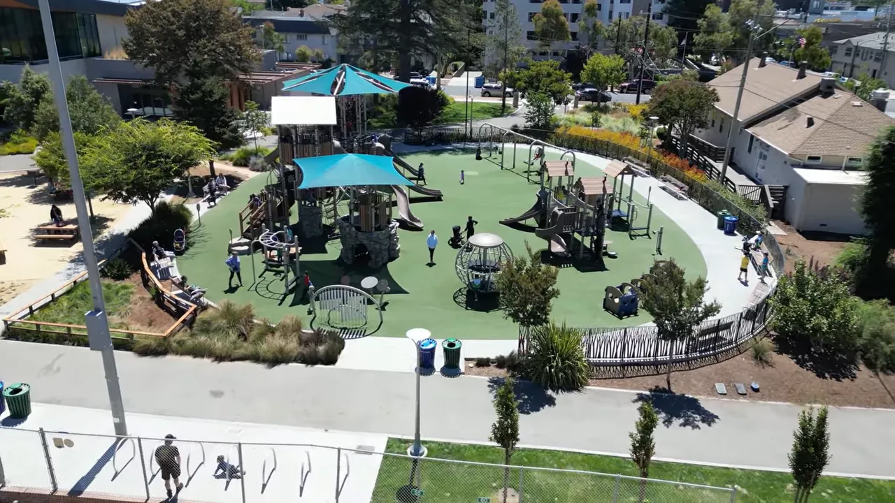 Washington Park aerial view near Burlingame downtown