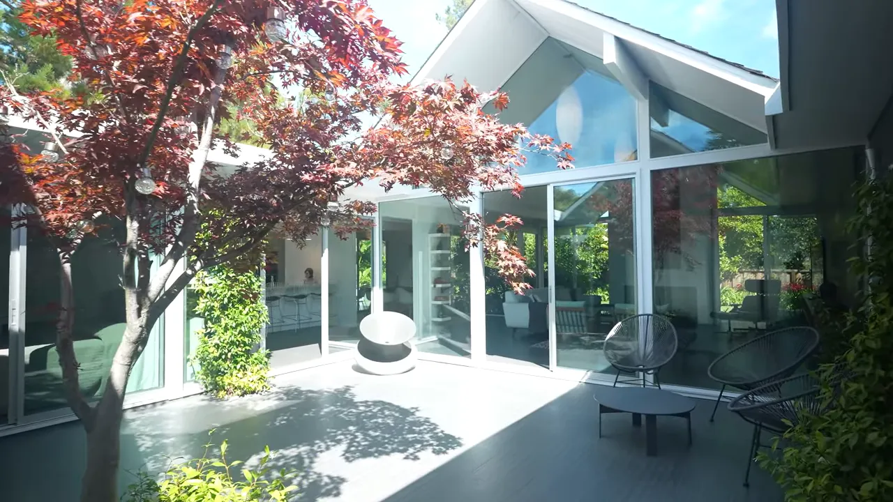 Magazine feature photo of Eichler home interior with atrium