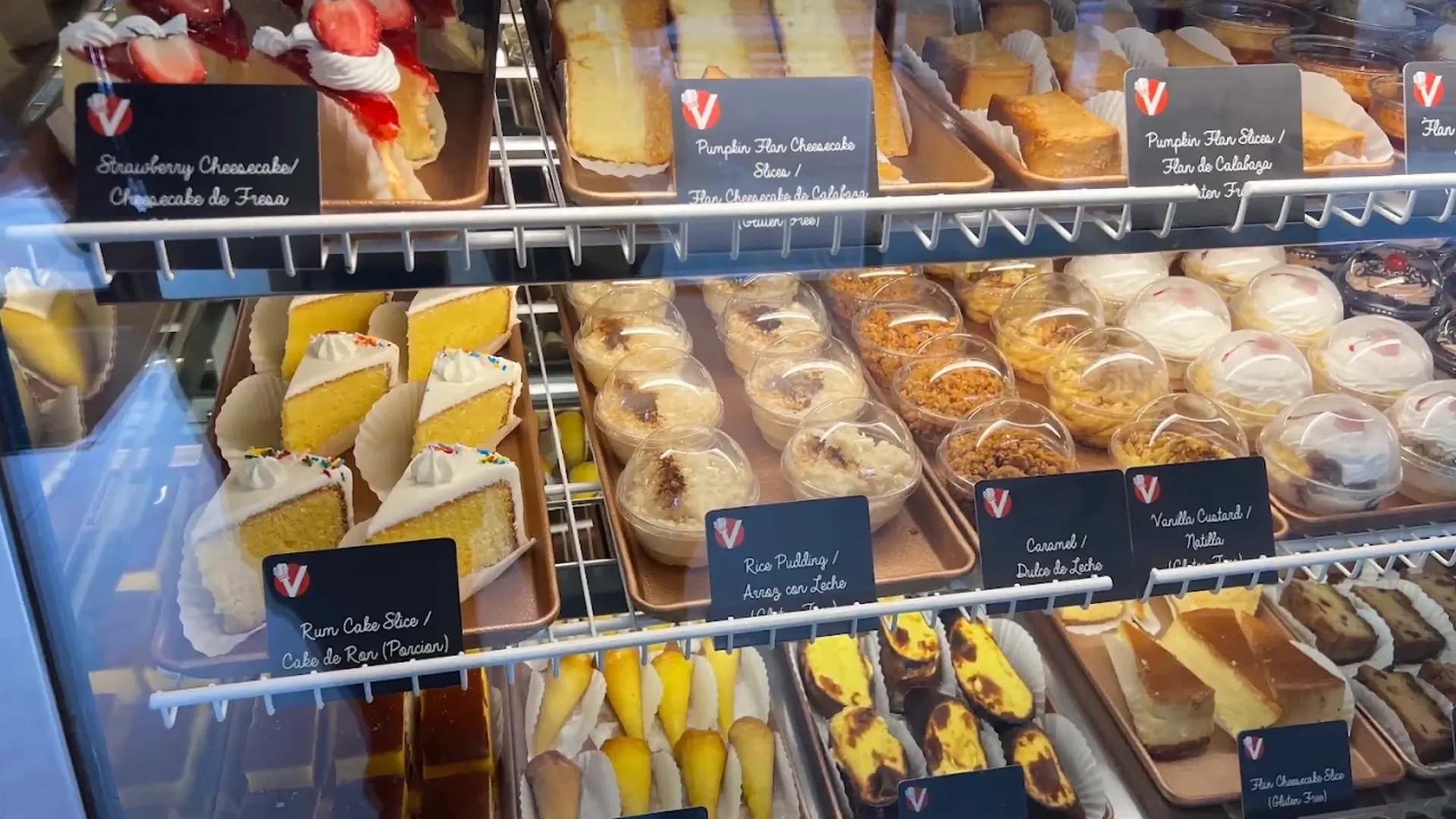 Mickey's Bakery pastries and Cuban pastries display