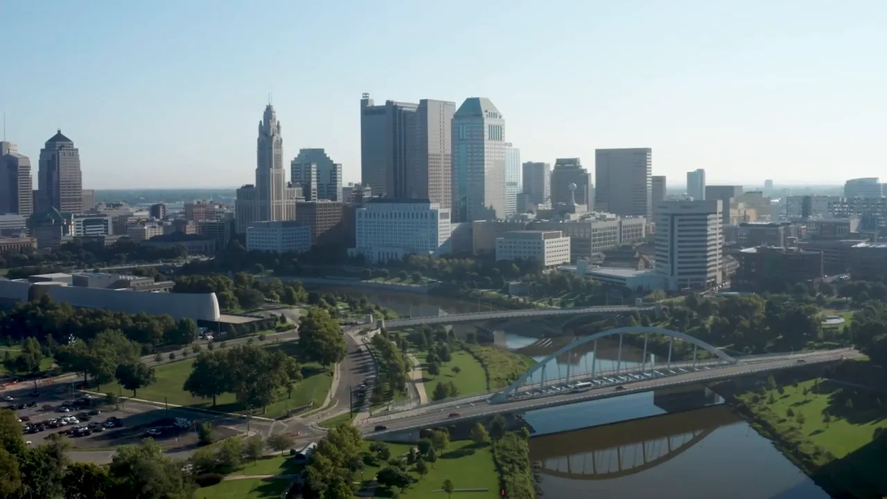 Aerial view of downtown Columbus
