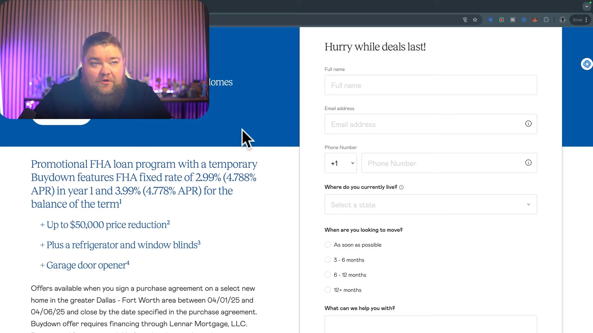 Small incentive list: washer fridge blinds garage opener