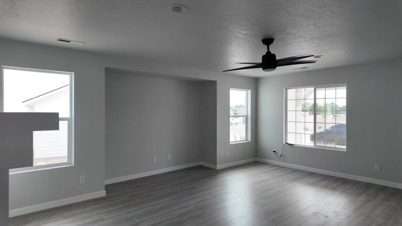 Open primary living area inside a new construction home in Thunderbolt Landing, Mountain Home Idaho