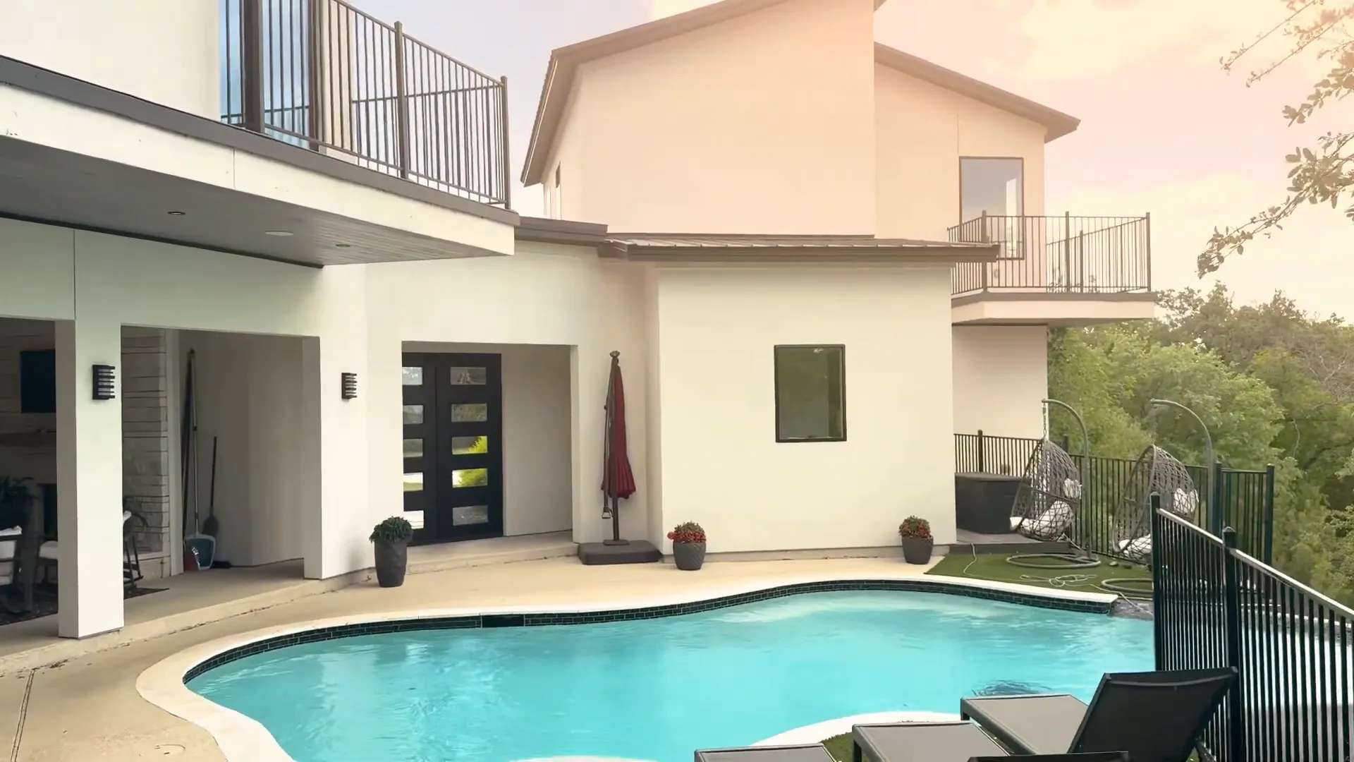 Backyard oasis with outdoor kitchen and pool