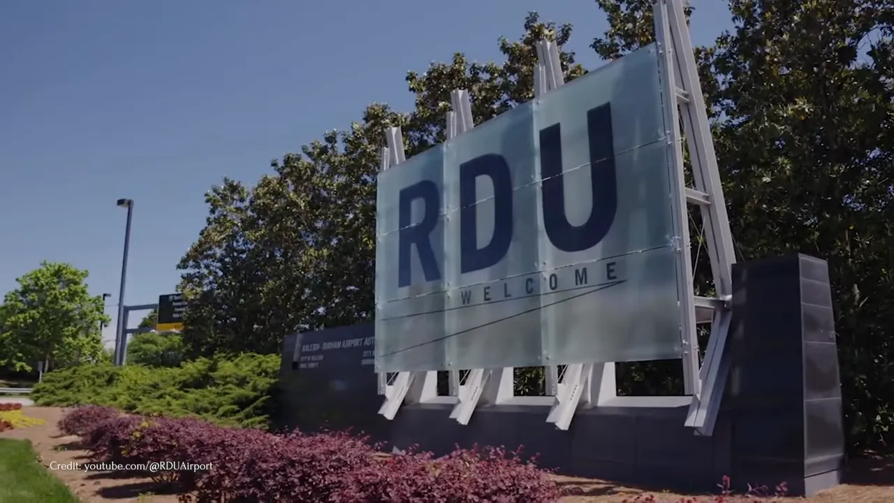 RDU Airport welcome sign at Raleigh-Durham International Airport