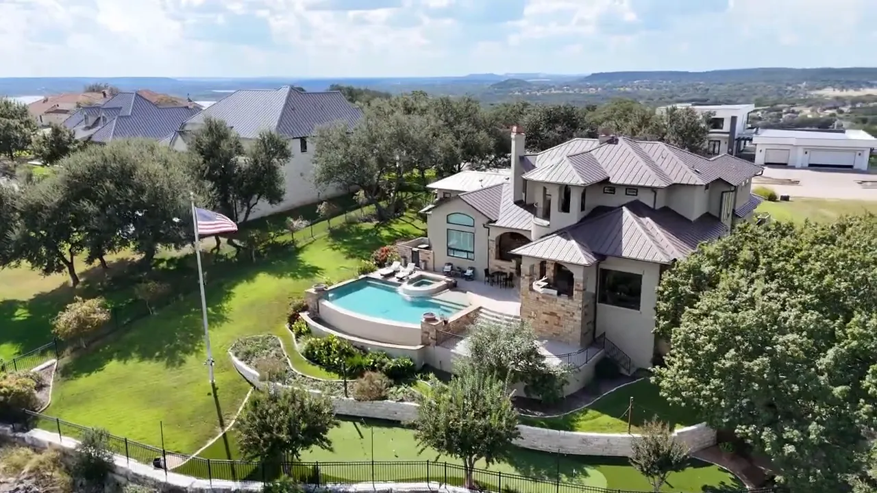 Sunset over Stillhouse Hollow Lake as seen from the backyard