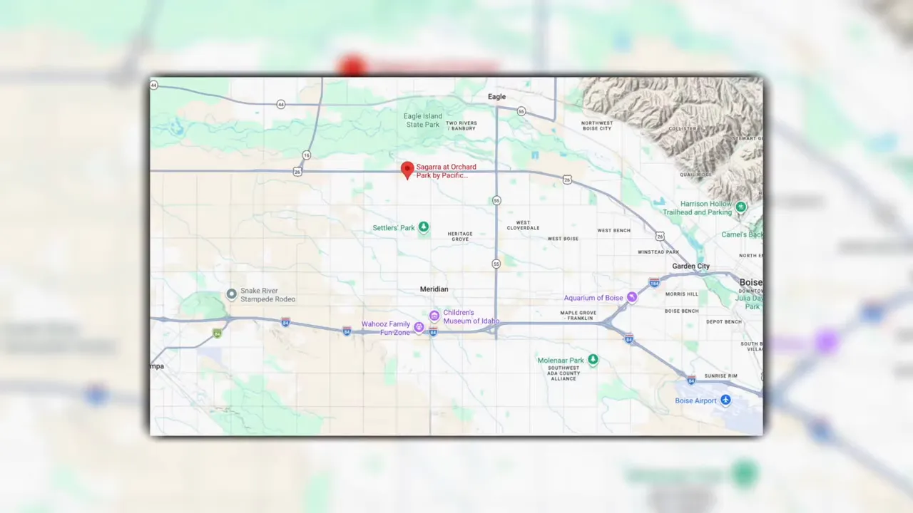 Map highlighting Sagewood at Orchard Park location in Meridian, Idaho