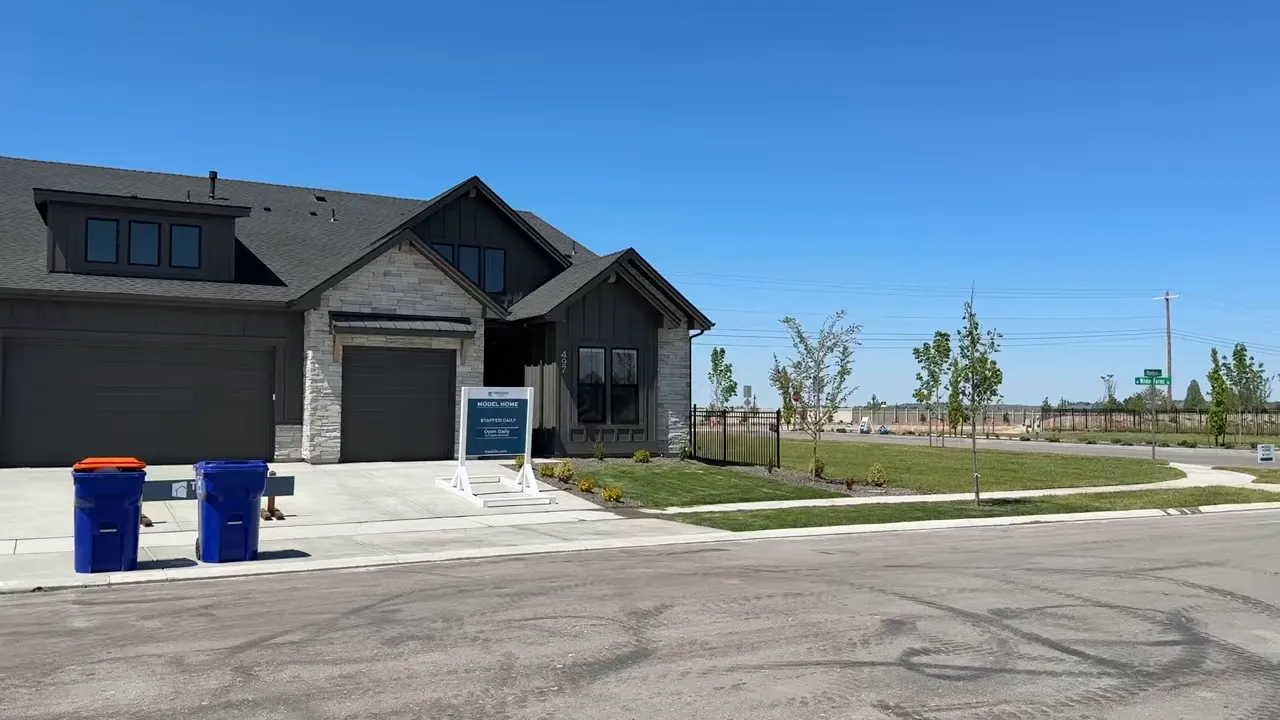 Eagledale model home exterior and neighborhood streetscape in Eagle Idaho