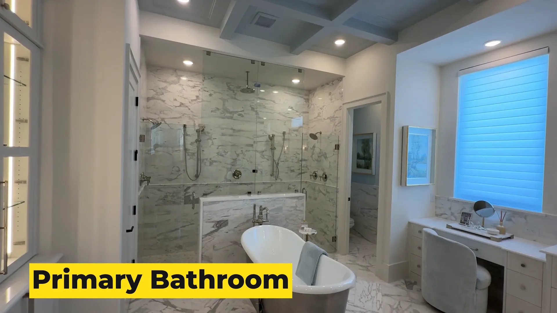 Primary bathroom with multiple showerheads