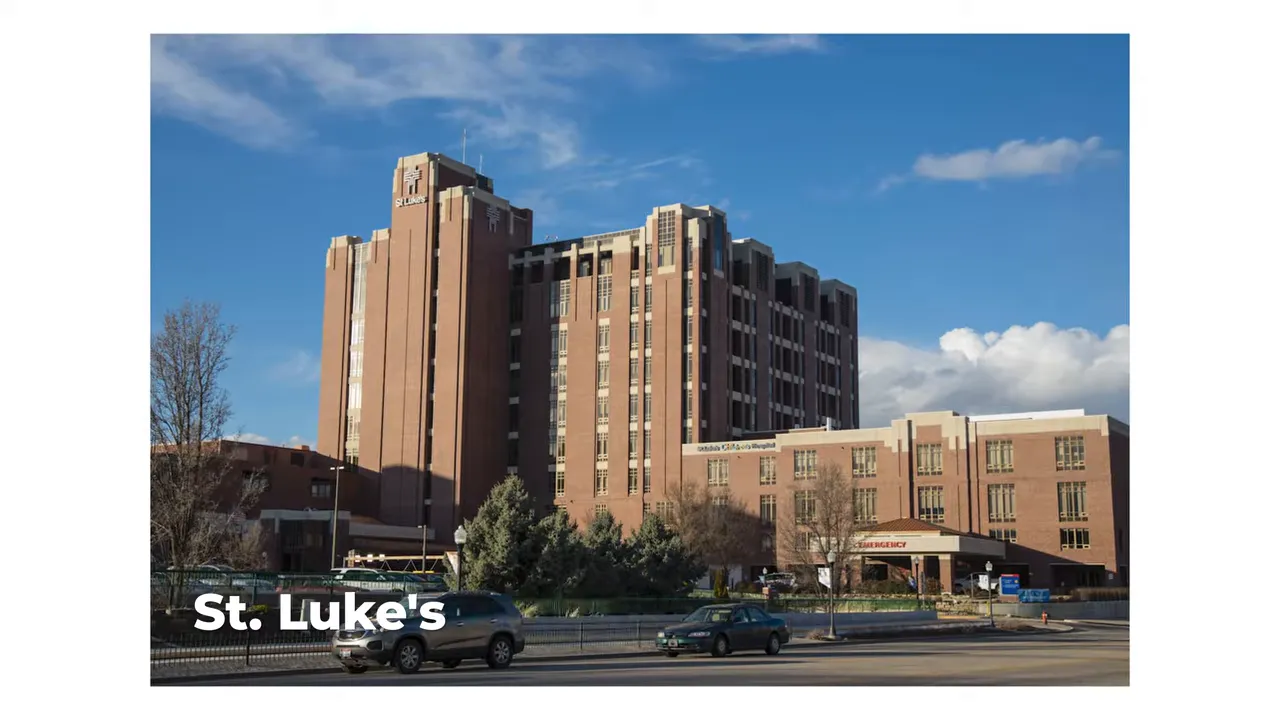 Exterior of St Lukes Medical Center with hospital name shown on screen