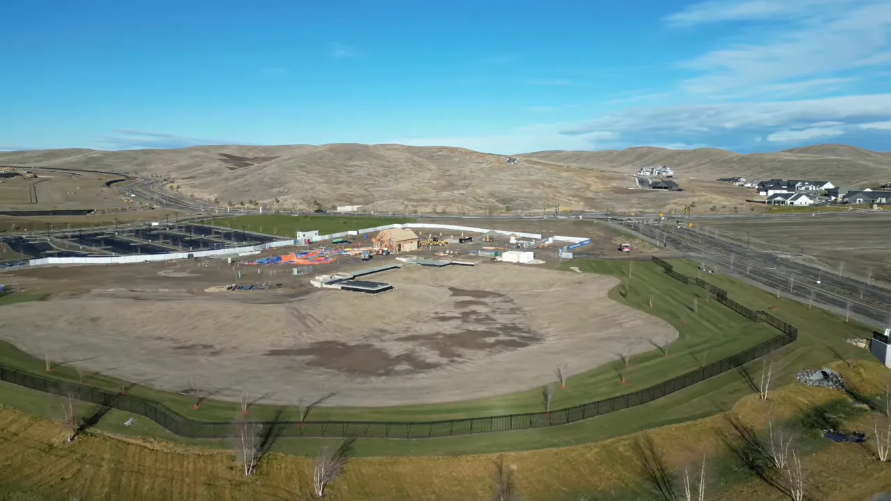 Aerial view of large-scale construction and infrastructure planning in Eagle Idaho foothills