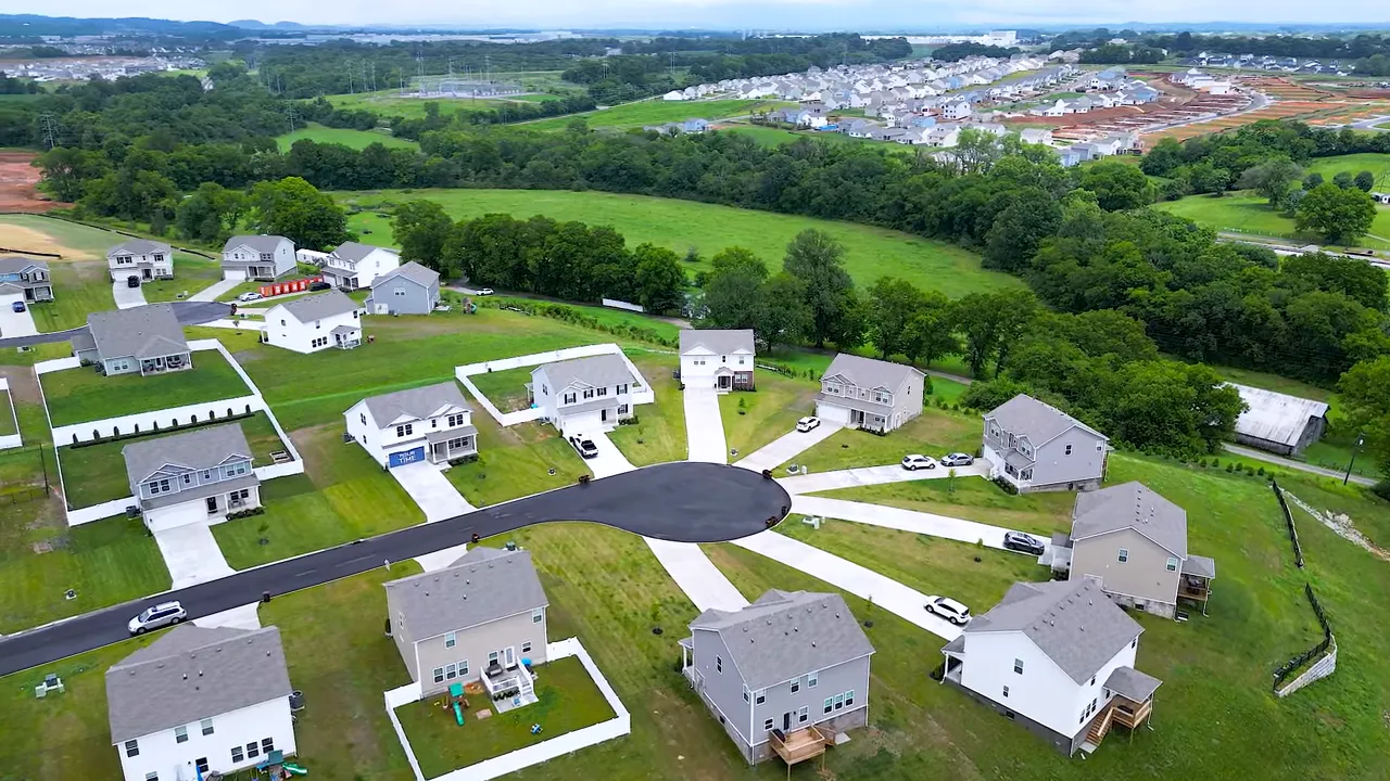 Aerial view of New Builds In Columbia TN