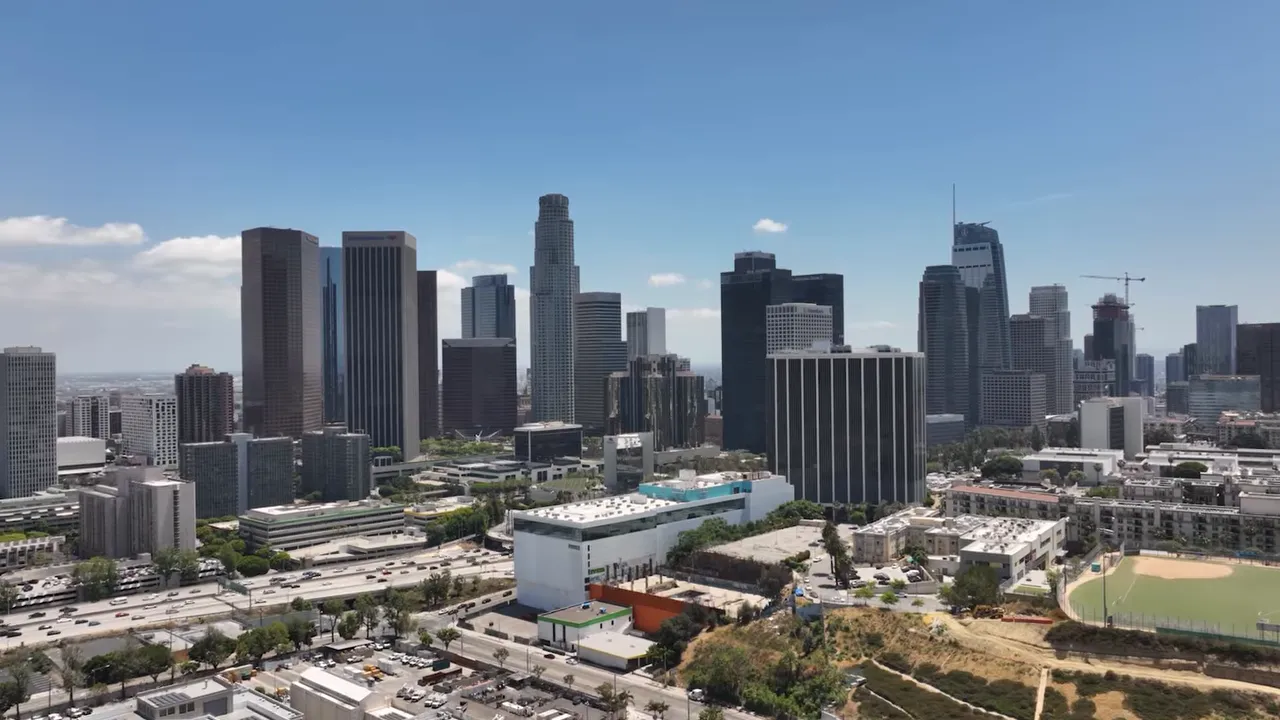 downtown Los Angeles skyline in daylight