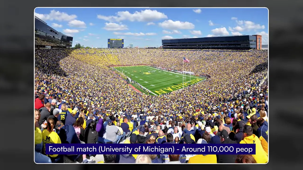 packed grandstands around a large sports venue filled with spectators