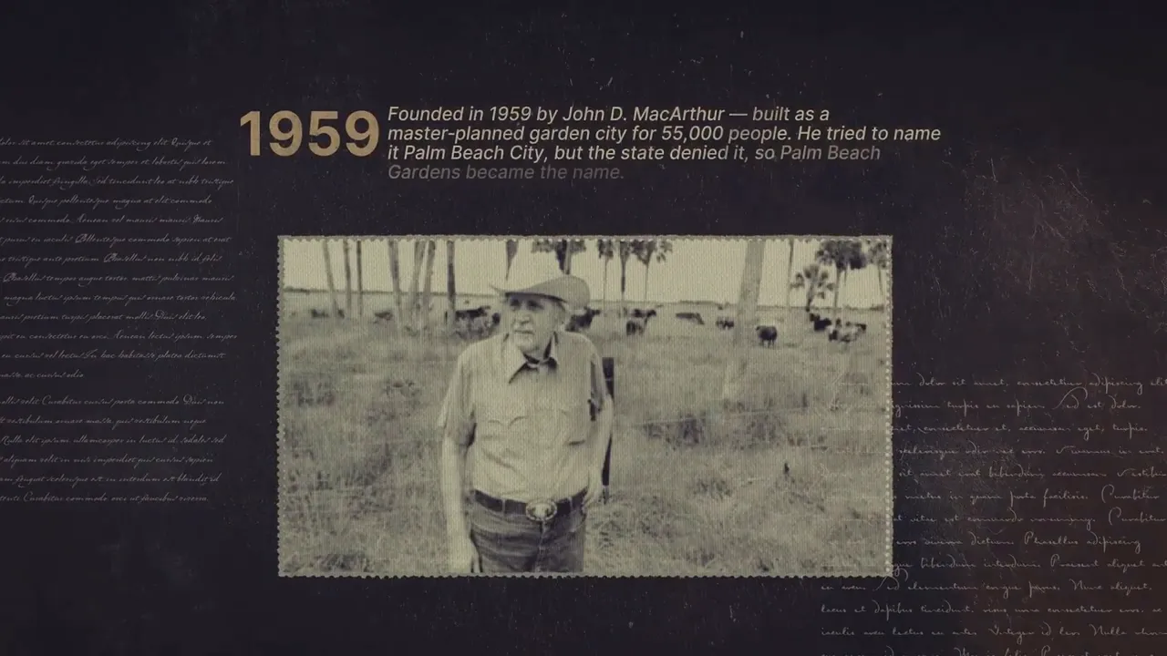 Historic slide showing 1959 founding information and a black and white photo