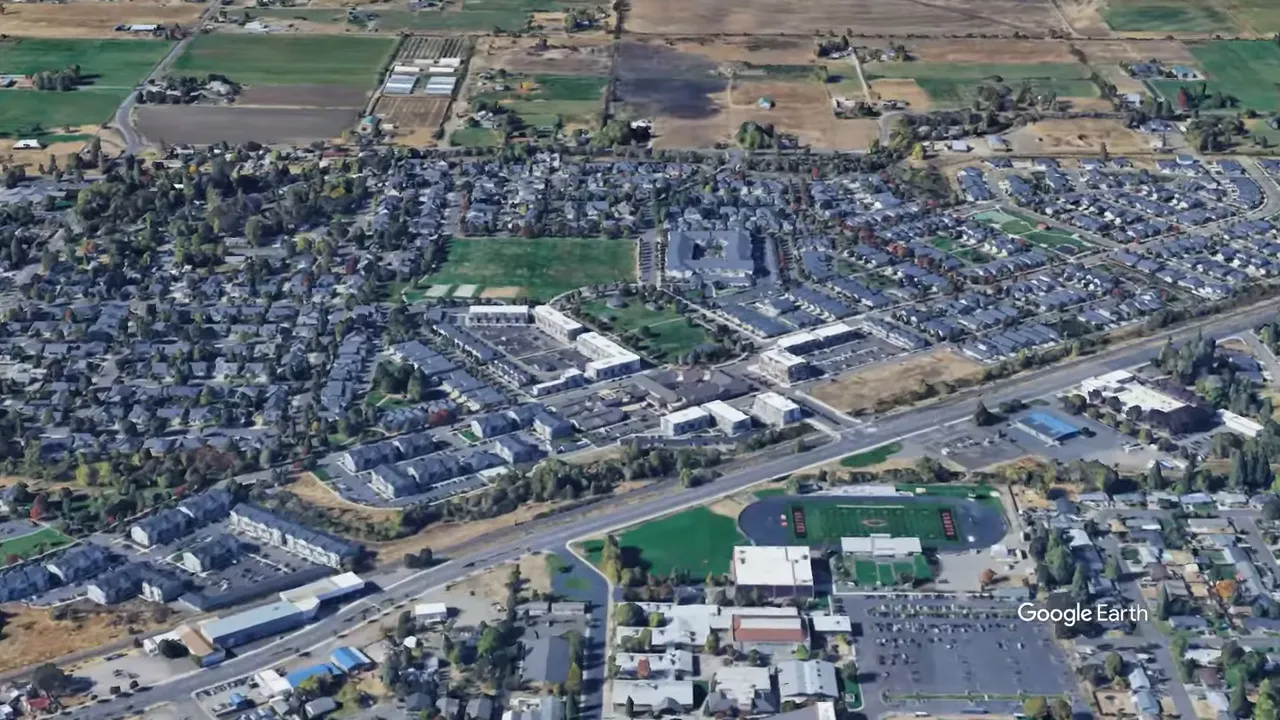 Aerial view of Central Point area neighborhoods and road network in Southern Oregon