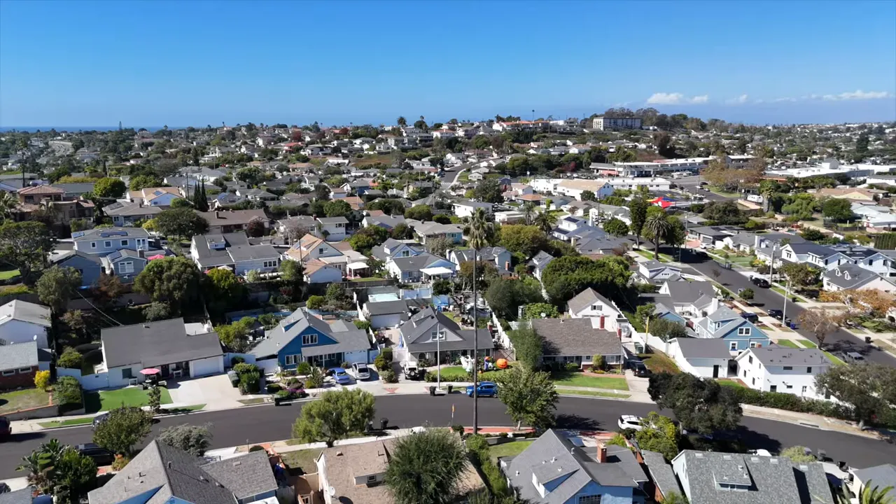Aerial view of homes in the Torrance Seaside area near the coast