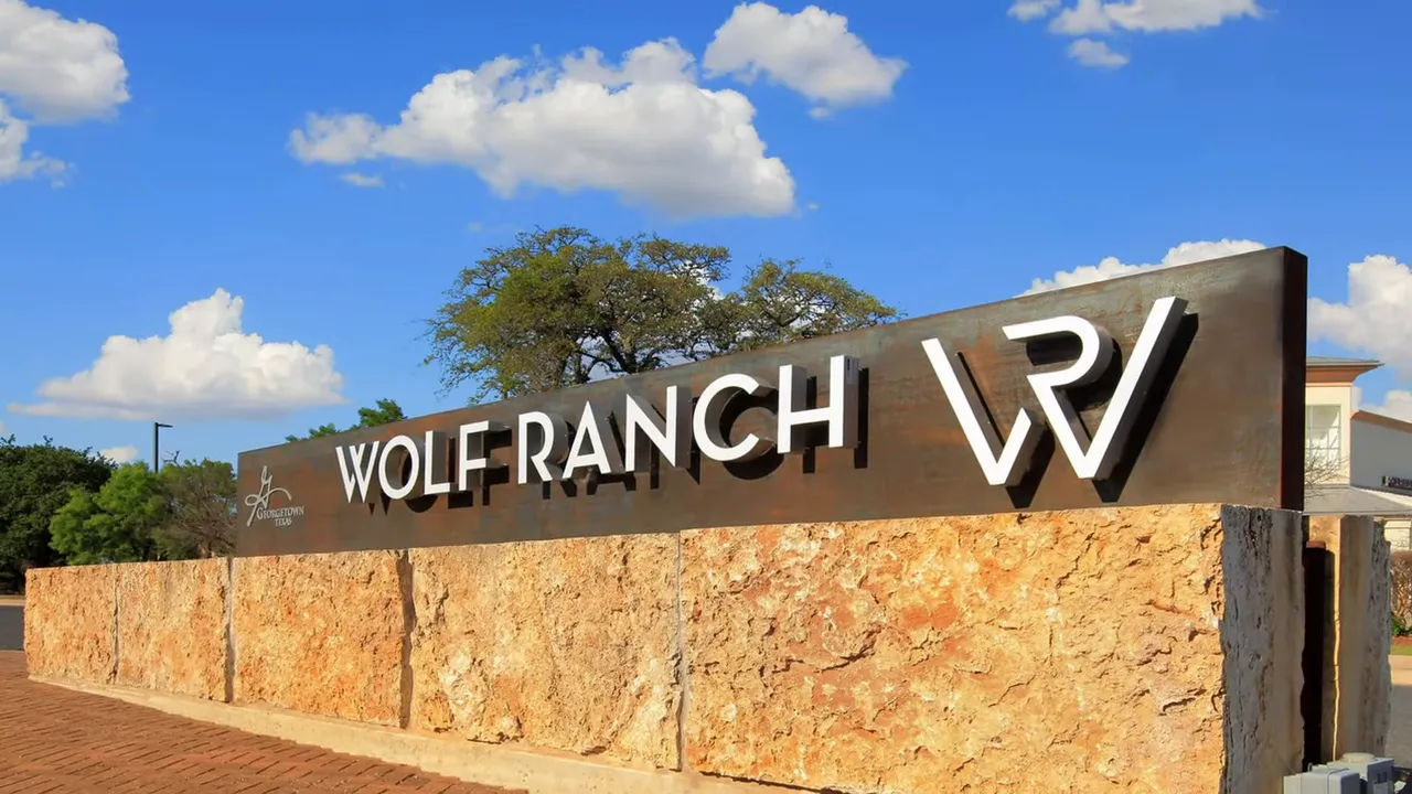 Wolf Ranch entrance sign in Georgetown, Texas
