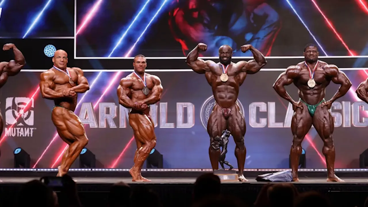 Bodybuilders posing on stage