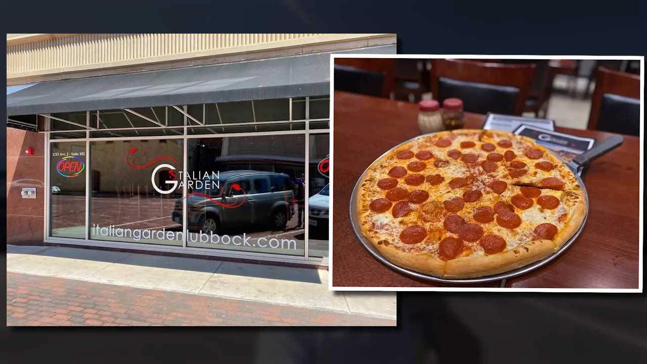 Italian Garden sign on downtown Lubbock street