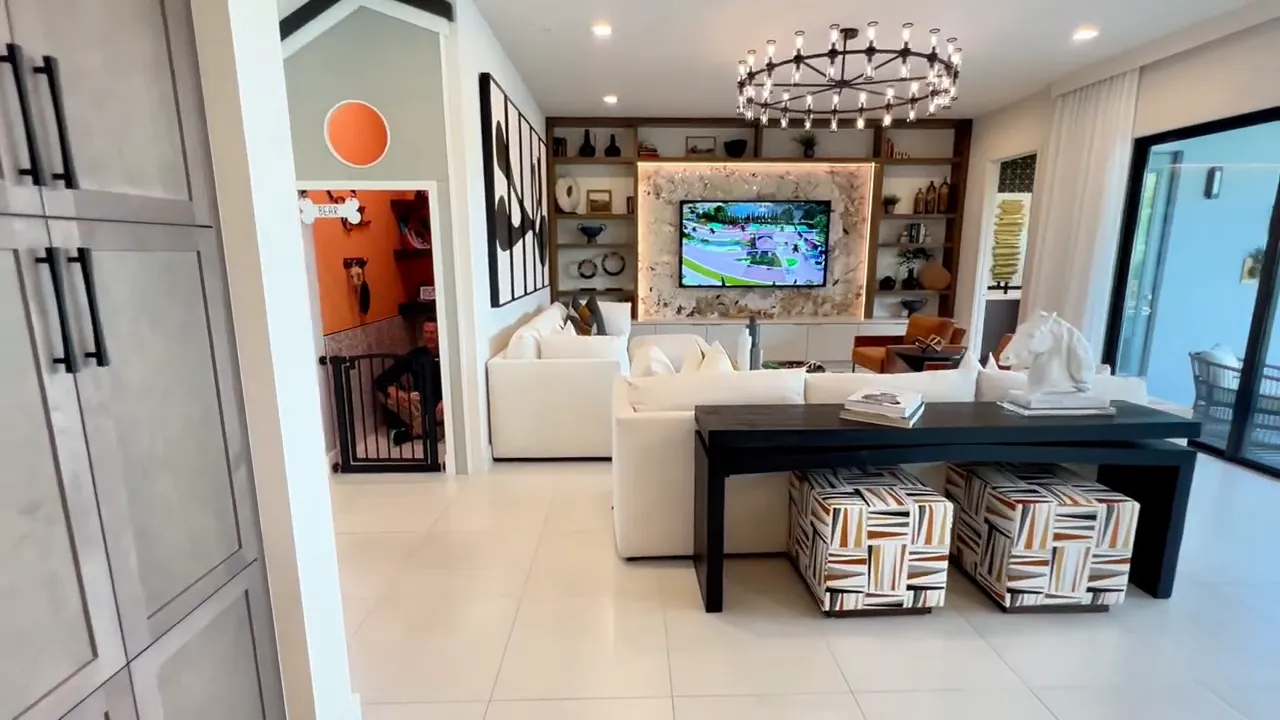 Polaris model open-concept living room interior in Avenir Palm Beach Gardens