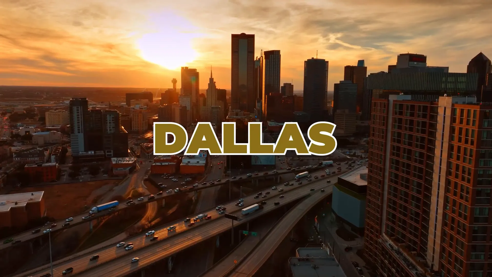 Dallas skyline with major company logos