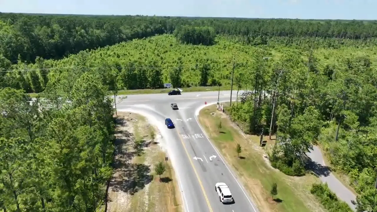 Aerial view of a roundabout in Cane Bay SC