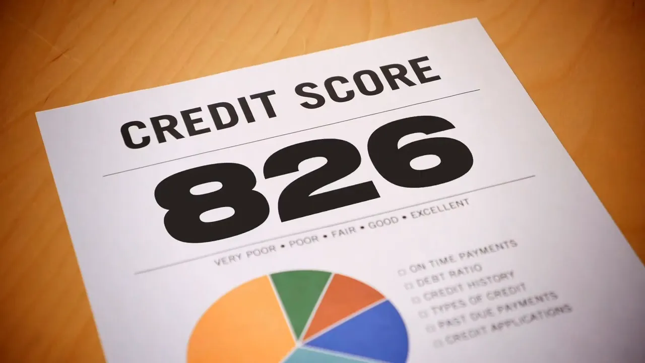 printed credit score report showing score 840 over chart graphics