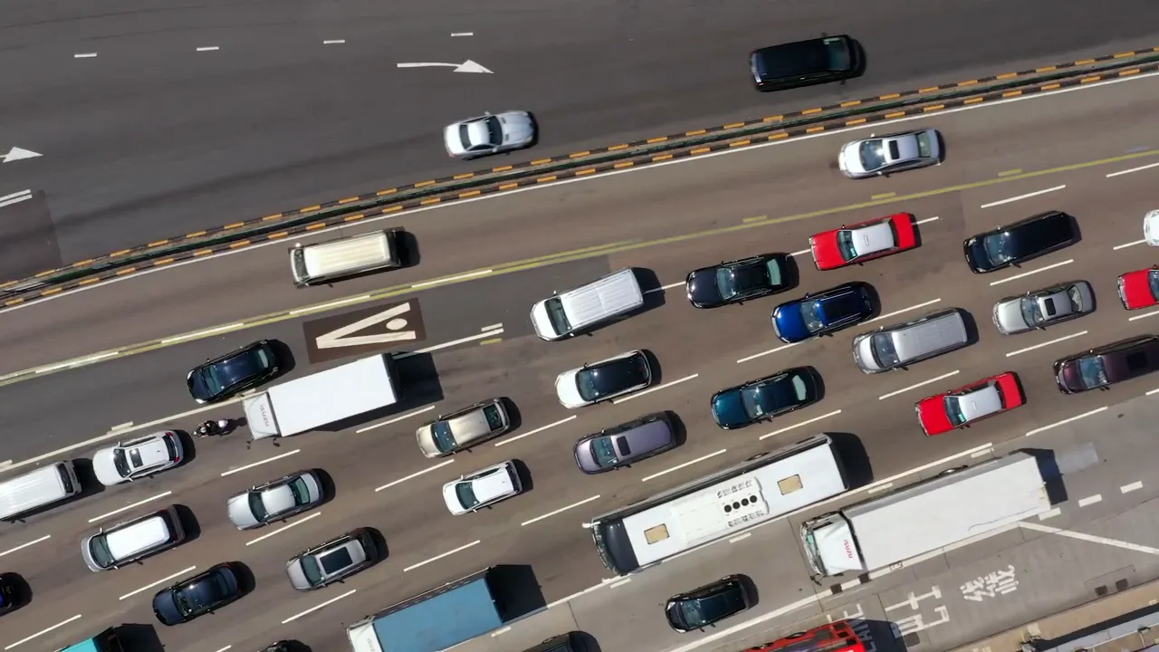 Aerial view of multi lane highway