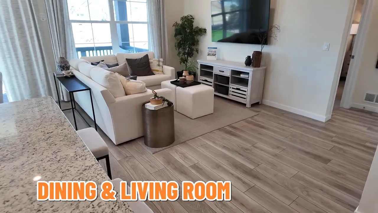 Dining and living room with open layout in the Lennar Snowmass model in Elizabeth Colorado