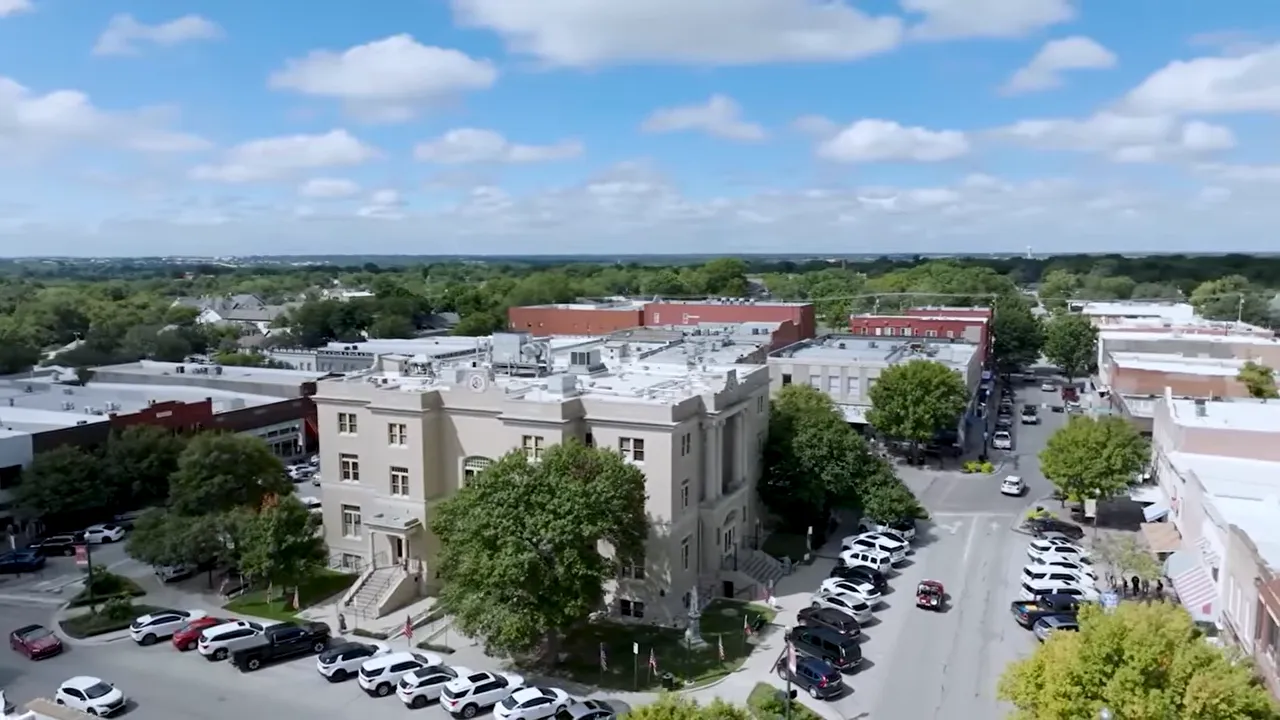 Aerial view downtown McKinney