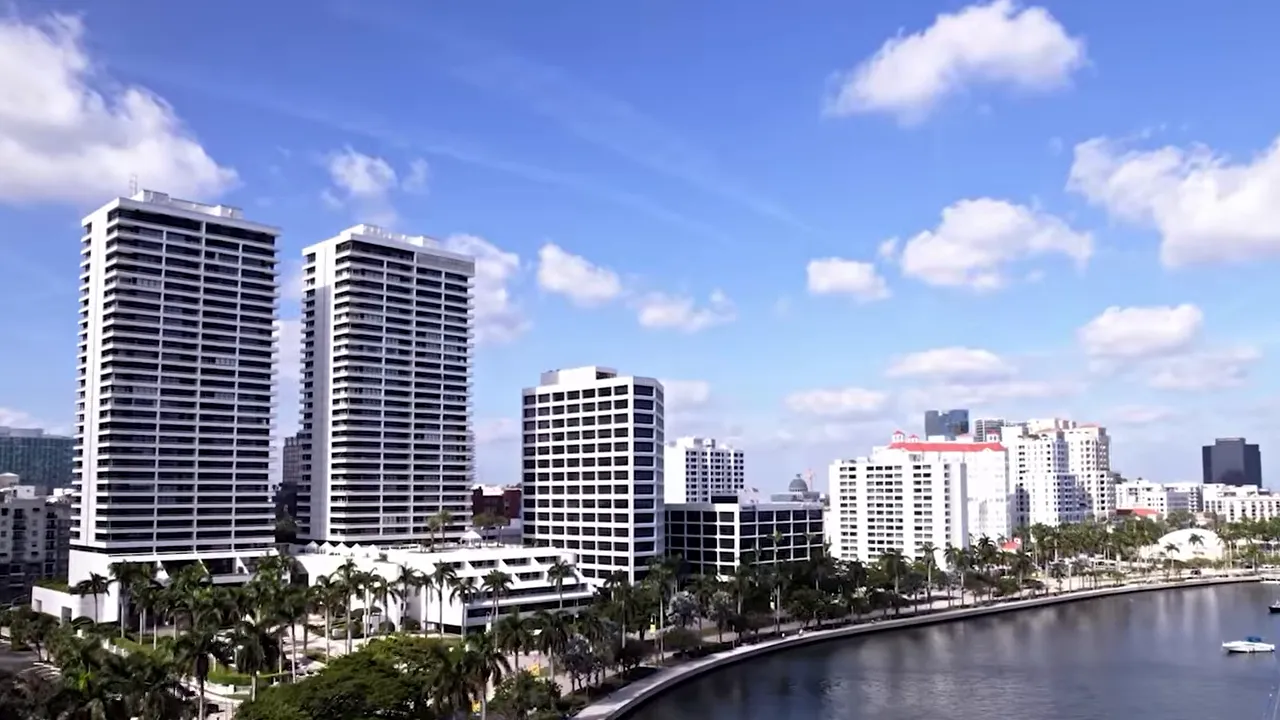 Downtown West Palm Beach skyline along the waterfront