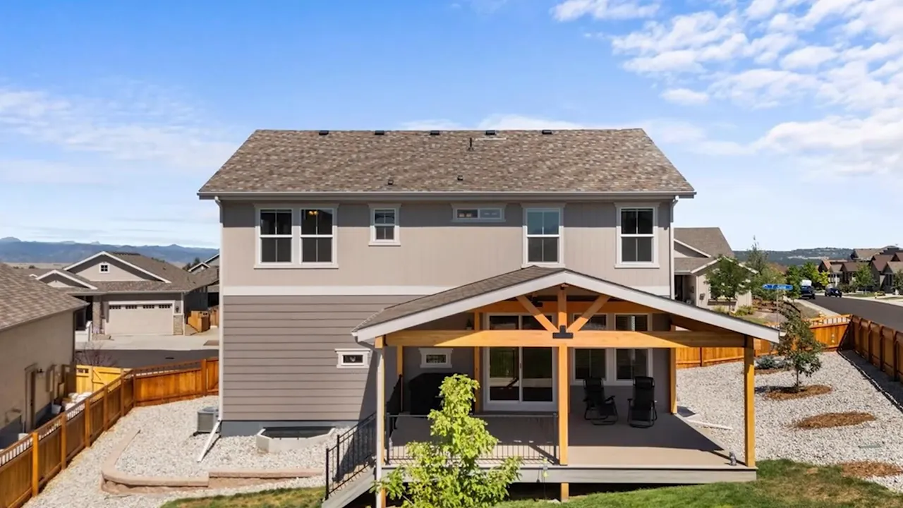 Front exterior of a newer home in Castle Rock CO's The Meadows neighborhood