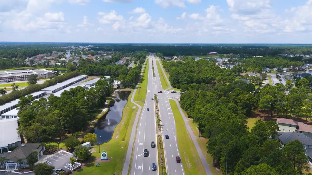 Residential area map showing distances to the beach from different parts of Conway