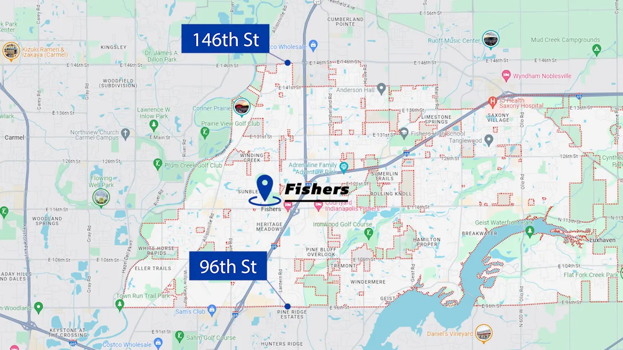 Aerial view of Fishers Indiana