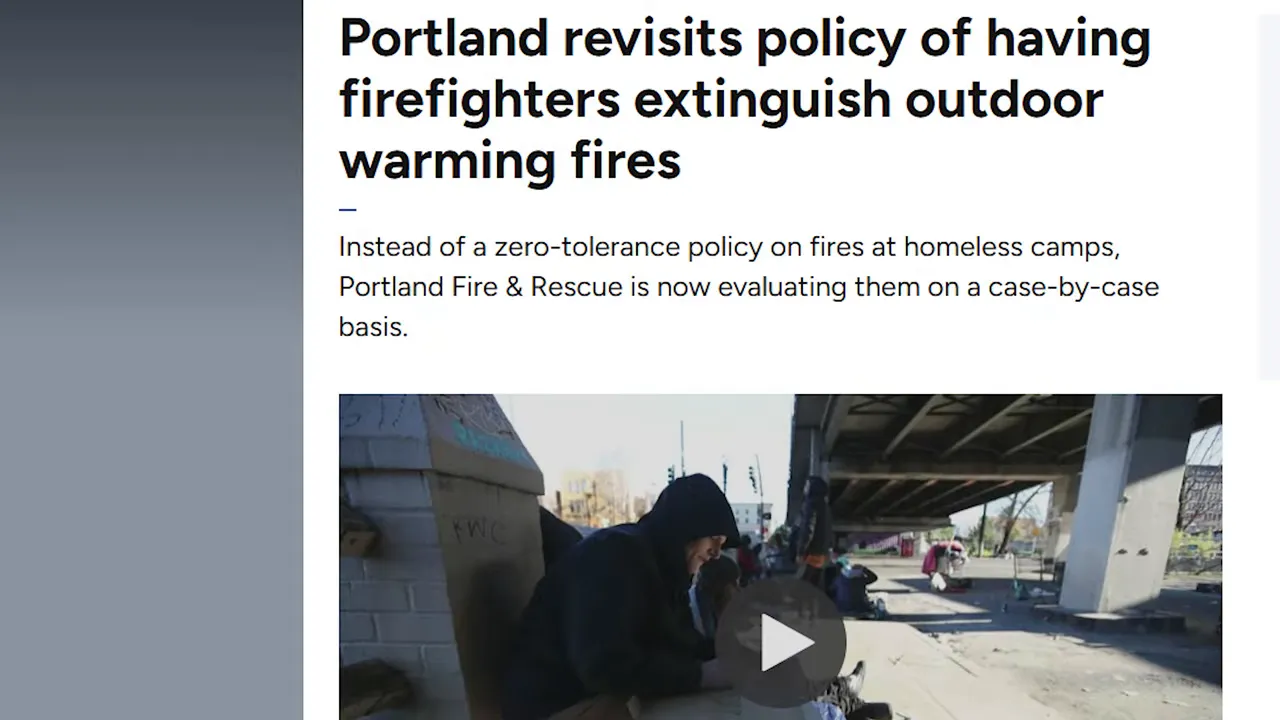 News article headline about Portland revisiting policy on firefighters extinguishing outdoor warming fires