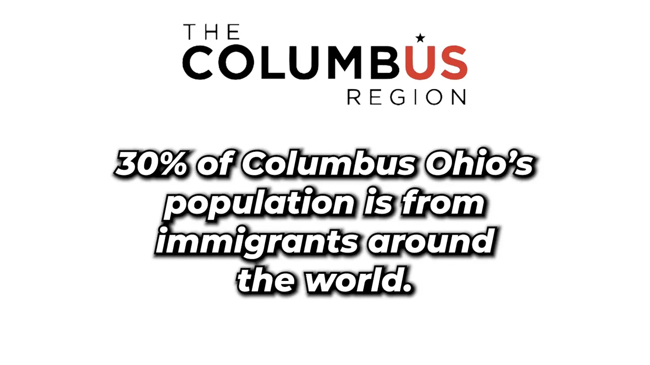 Columbus Region graphic stating that 30 percent of Columbus population is from immigrants around the world